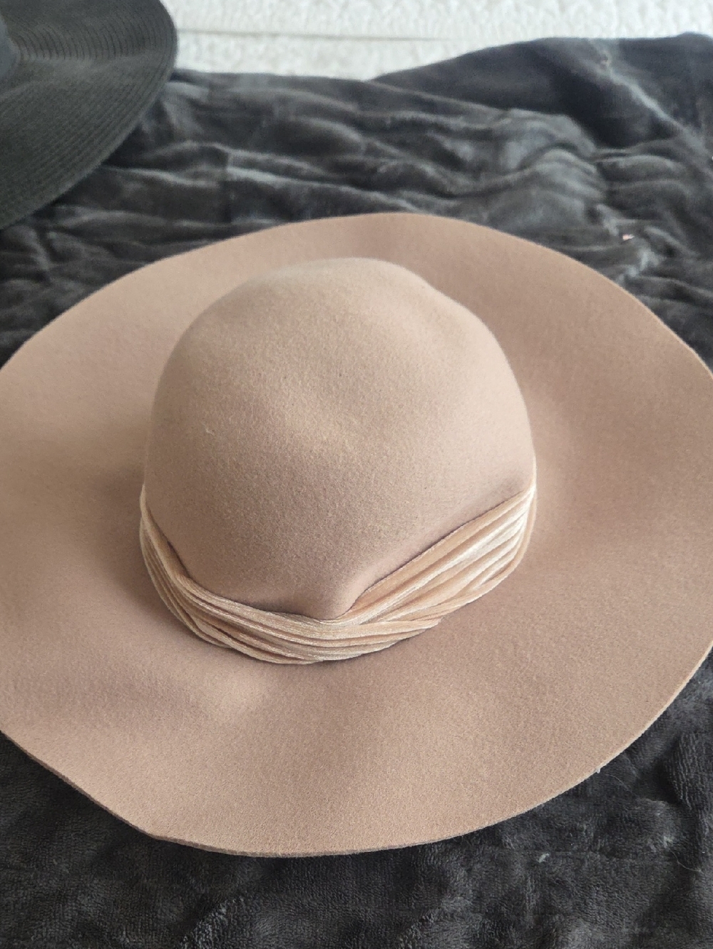 a new day Taupe Wide-Brim Felt Hat with Wrapped Band